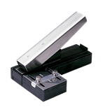 Stapled-style slot punch with Adjustable Centering Guide