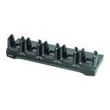 Five-slot charge-only cradle for Zebra MC3300 / MC3300x / MC3300ax; MC3400 / MC3450 devices. Sold separately: Power Supply (PWR-BGA12V108W0WW), DC cable (CBL-DC-381A1-01), and country-specific AC line cord