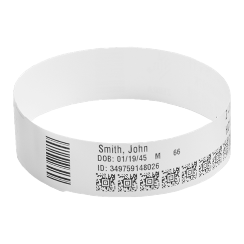 Wristband, Polypropylene, 0.75x11in (19.1x279.4mm); Direct Thermal, Z-Band Direct, Adhesive closure, HC100 Cartridge, 200/roll, 6/box