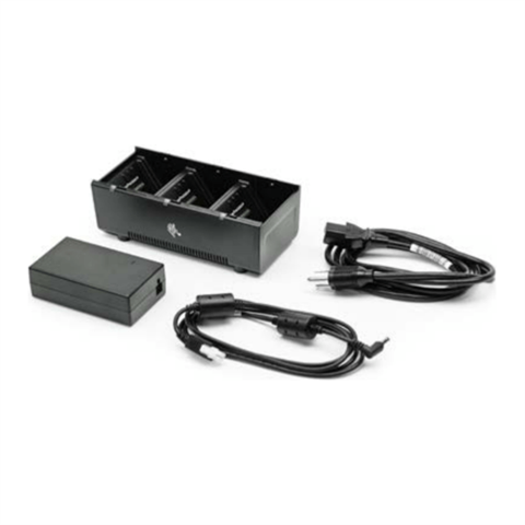 Two 3 slot battery chargers (charges 6 batteries) with power supply and Y cable; ZQ600, QLn or ZQ500 /UK power cord included