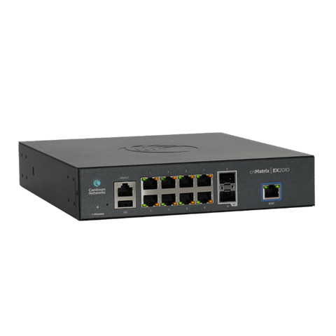 Przełącznik sieciowy Cambium Networks Intelligent Ethernet Switch, 8 x 1G and 2 SFP fiber ports, no power cord, L2 & L3 functionality, extensive QoS, ACL, Filtering, 20 Gbps switching capacity,