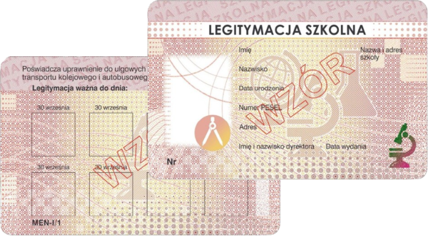 Wzór nowych legitymacji szkolnych